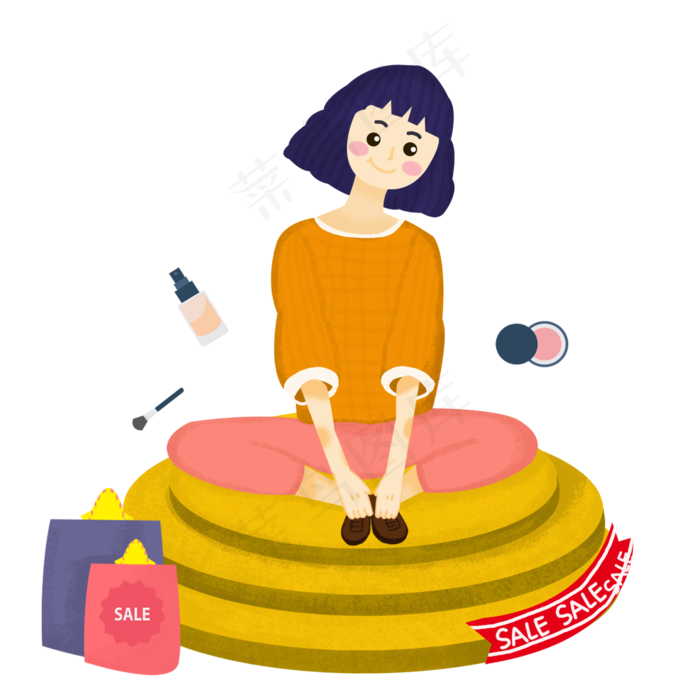 手绘买买买双十一人物