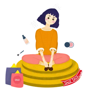 手绘买买买双十一人物