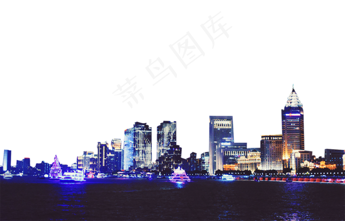 上海外滩夜景黄浦江建筑群,免抠元素(1000*641px 300 dpi )psd模版下载
