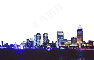 上海外滩夜景黄浦江建筑群,免抠元素