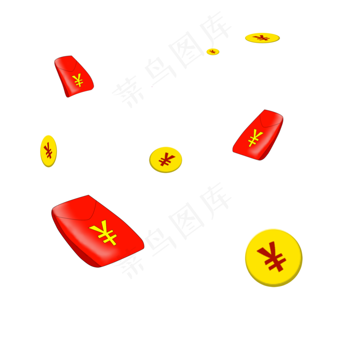 新年红色的红包插画,免抠元素
