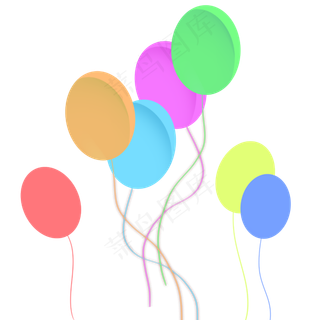 儿童节日彩色气球免扣手绘素材