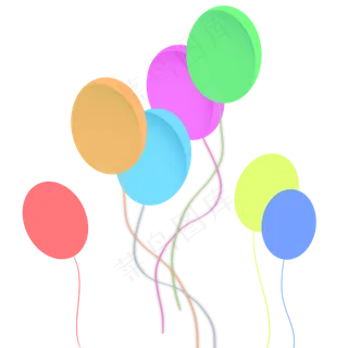 儿童节日彩色气球免扣手绘素材