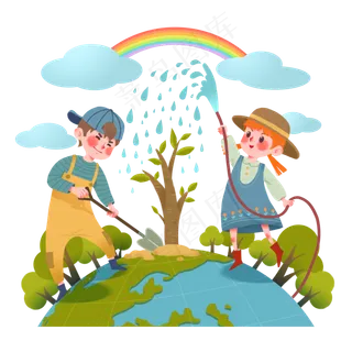 3.12植树节种树人物,免抠元素