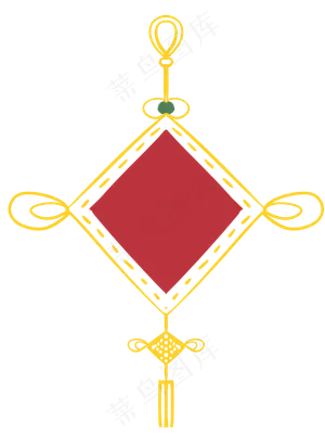 中国风中国结红色金色手绘边框,免抠元素