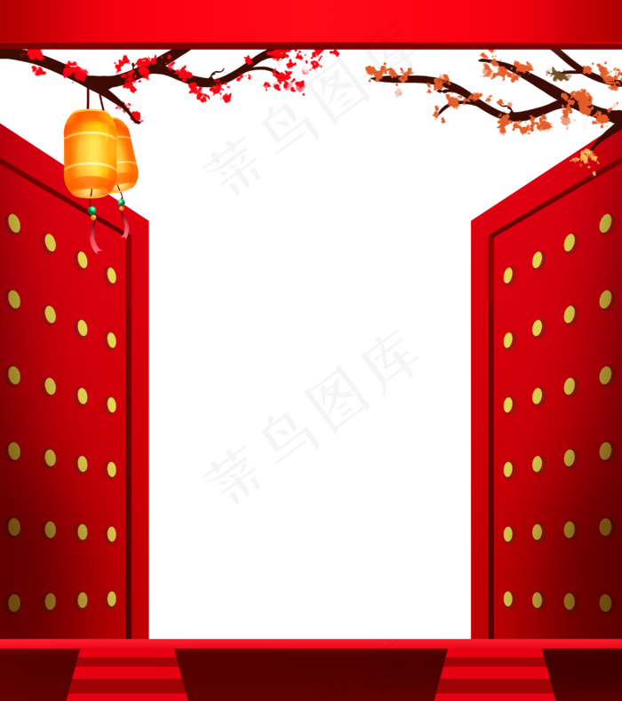 新年红门开门红,免抠元素
