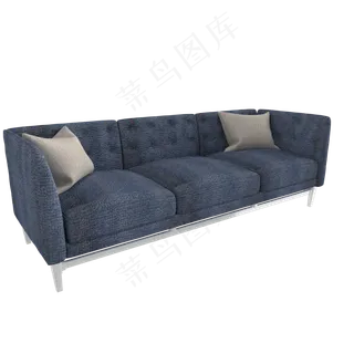 蓝色帆布长沙发小清新,免抠元素