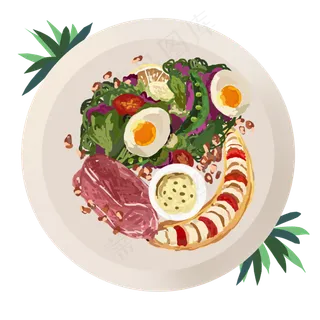 美食手绘色拉早餐设计元素 美食手绘色拉早餐设计元素