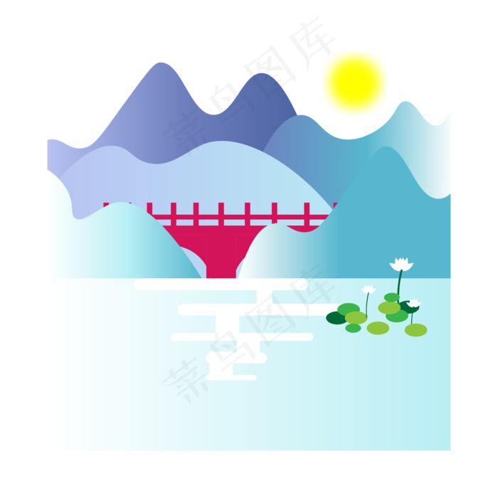 漂亮荷花山水风景