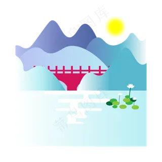 漂亮荷花山水风景