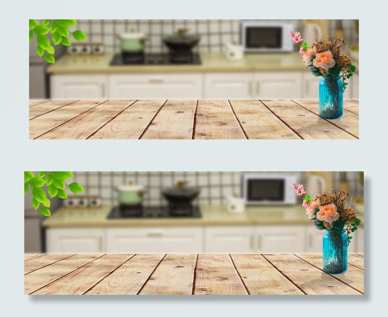 现代简约厨房背景合成海报