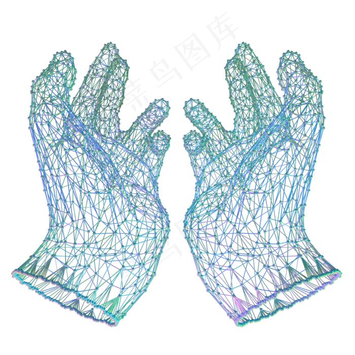 科技智能双手魔幻数据点状黄色蓝,免抠元素