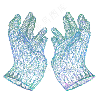 科技智能双手魔幻数据点状黄色蓝,免抠元素