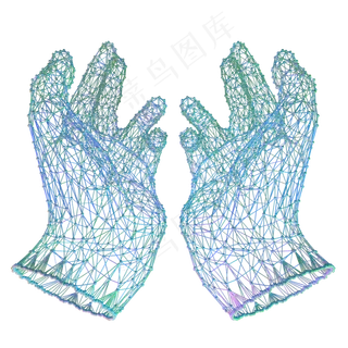 科技智能双手魔幻数据点状黄色蓝,免抠元素