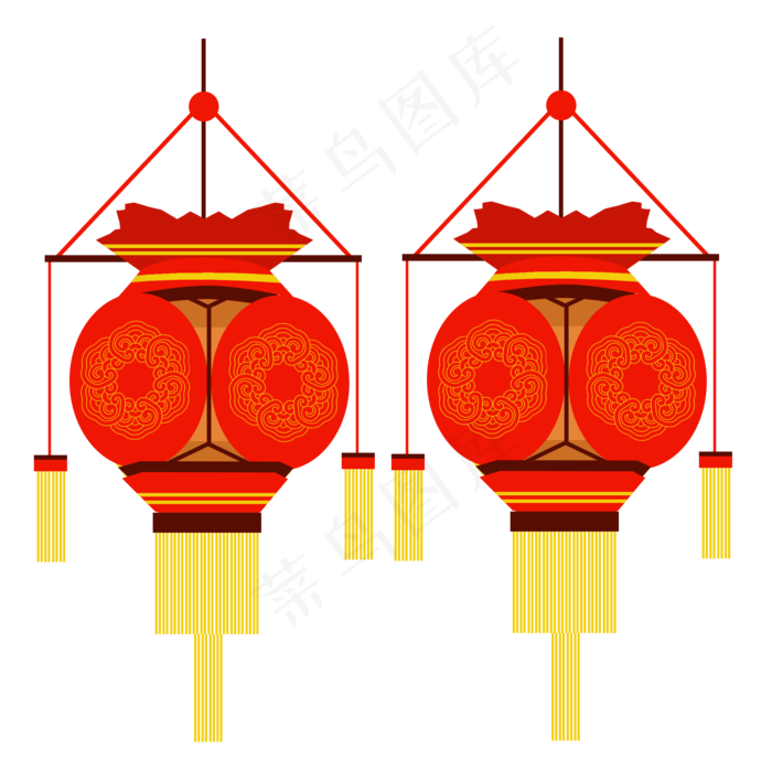中国风春节喜庆红色灯笼,免抠元素