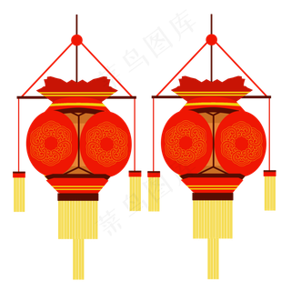 中国风春节喜庆红色灯笼,免抠元素