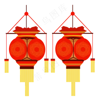 中国风春节喜庆红色灯笼,免抠元素