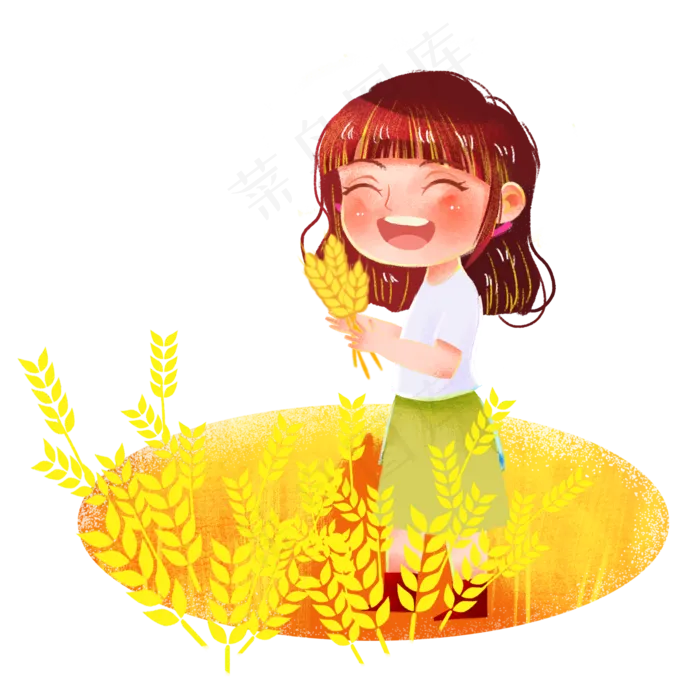 收麦子女孩芒种png素材(2000X2000(DPI:300))psd模版下载