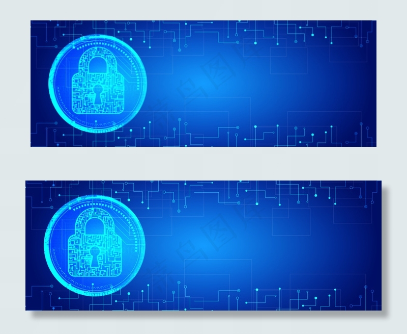 蓝色商务科技信息安全banner背景
