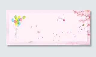 桃花节文艺花瓣梦幻气球蓝色banner