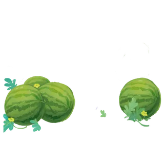 手绘卡通完整的西瓜免扣元素