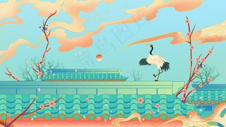 风格治愈屋顶风景