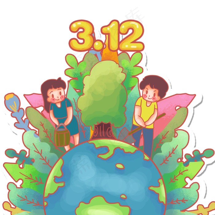 在地球上种植树木环保(2000X2000(DPI:300))psd模版下载
