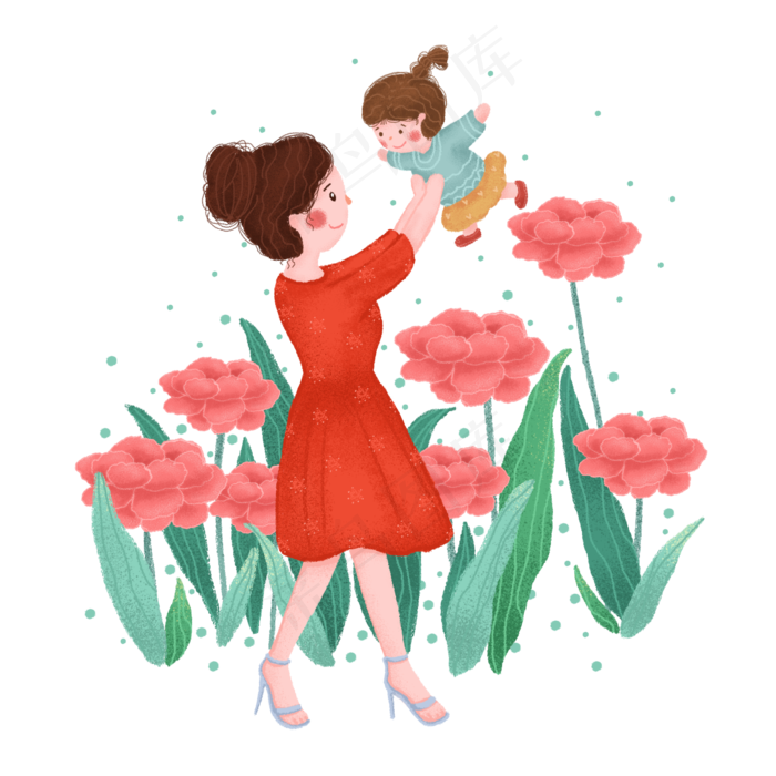 女神节妈妈形象PNG免抠图(2400*2400px 300 dpi )psd模版下载