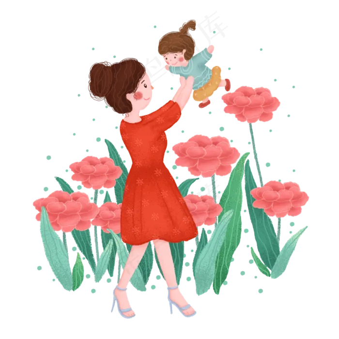 女神节妈妈形象PNG免抠图(2400*2400px 300 dpi )psd模版下载