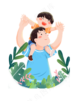 爸爸背儿子父亲节素材