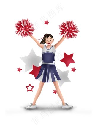 体育比赛啦啦队跳舞的女生,免抠元素