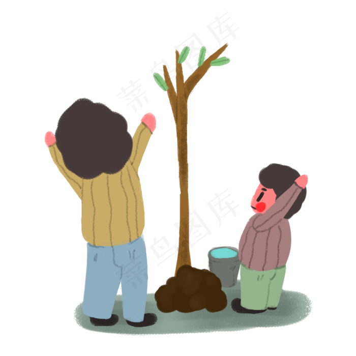 植树节开心植树的小朋友