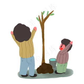 植树节开心植树的小朋友