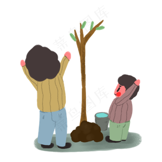 植树节开心植树的小朋友