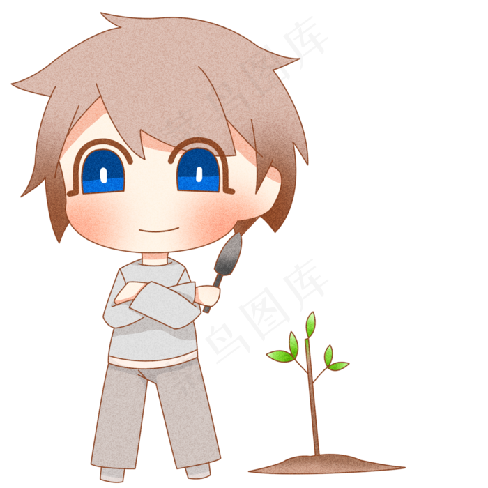 2019植树节种树卡通人物png格式(2000X2000(DPI:300))psd模版下载