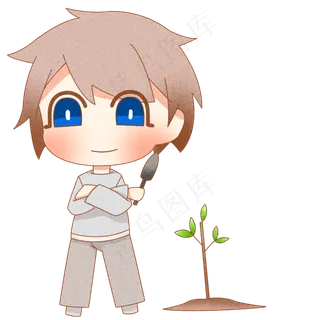 2019植树节种树卡通人物png格式