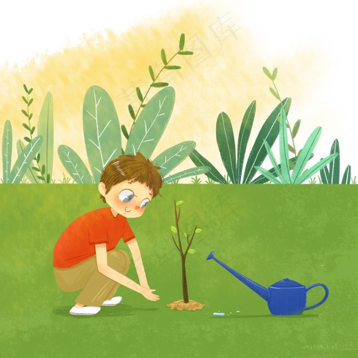 植树节植树小朋友,免抠元素