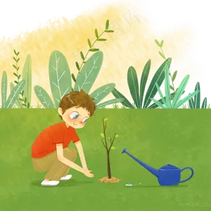 植树节植树小朋友,免抠元素
