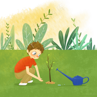 植树节植树小朋友,免抠元素