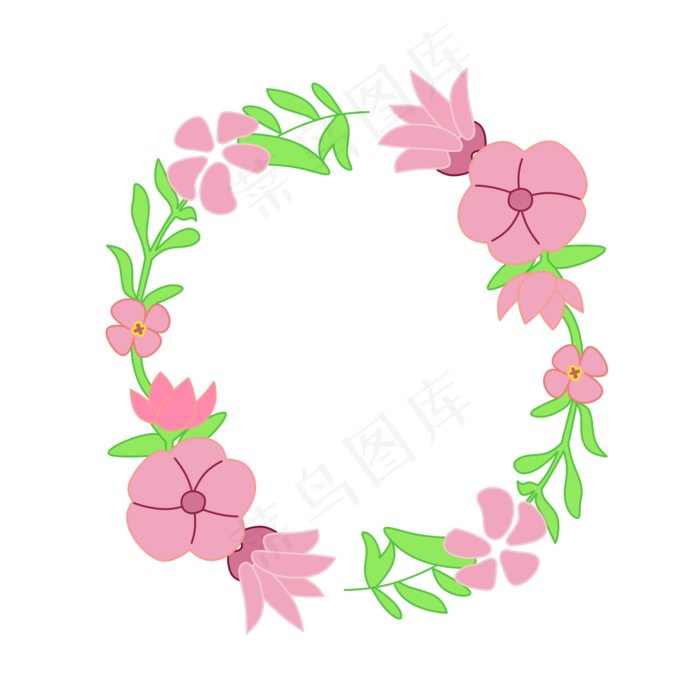 水彩花朵鲜花花环