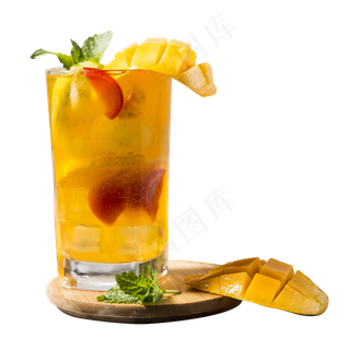 芒果汁加薄荷叶