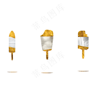 黄金冰激凌冰棍夏日装饰,免抠元素