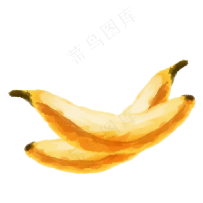油画风格手绘水果香蕉两只(2000X2000(DPI:300))psd模版下载