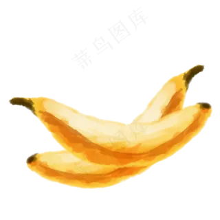 油画风格手绘水果香蕉两只