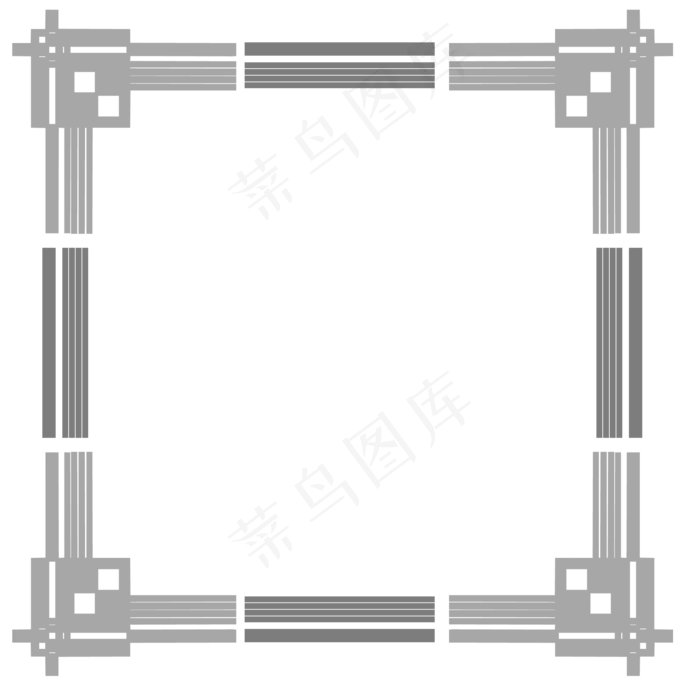 简约灰色花纹唯美边框,免抠元素(2000*2000px 300 dpi )psd模版下载