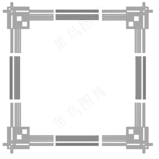 简约灰色花纹唯美边框,免抠元素