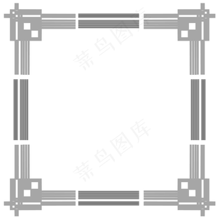 简约灰色花纹唯美边框,免抠元素
