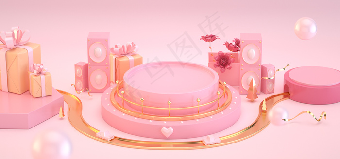 C4D38妇女节三八女王节女神节粉色通用背景背景图片素材