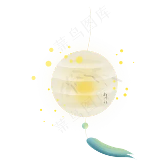 中国风水墨竹子圆形纸灯,免抠元素