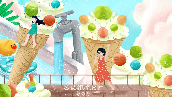 夏天夏季凉爽配图(2880*1620px 300 dpi )psd模版下载